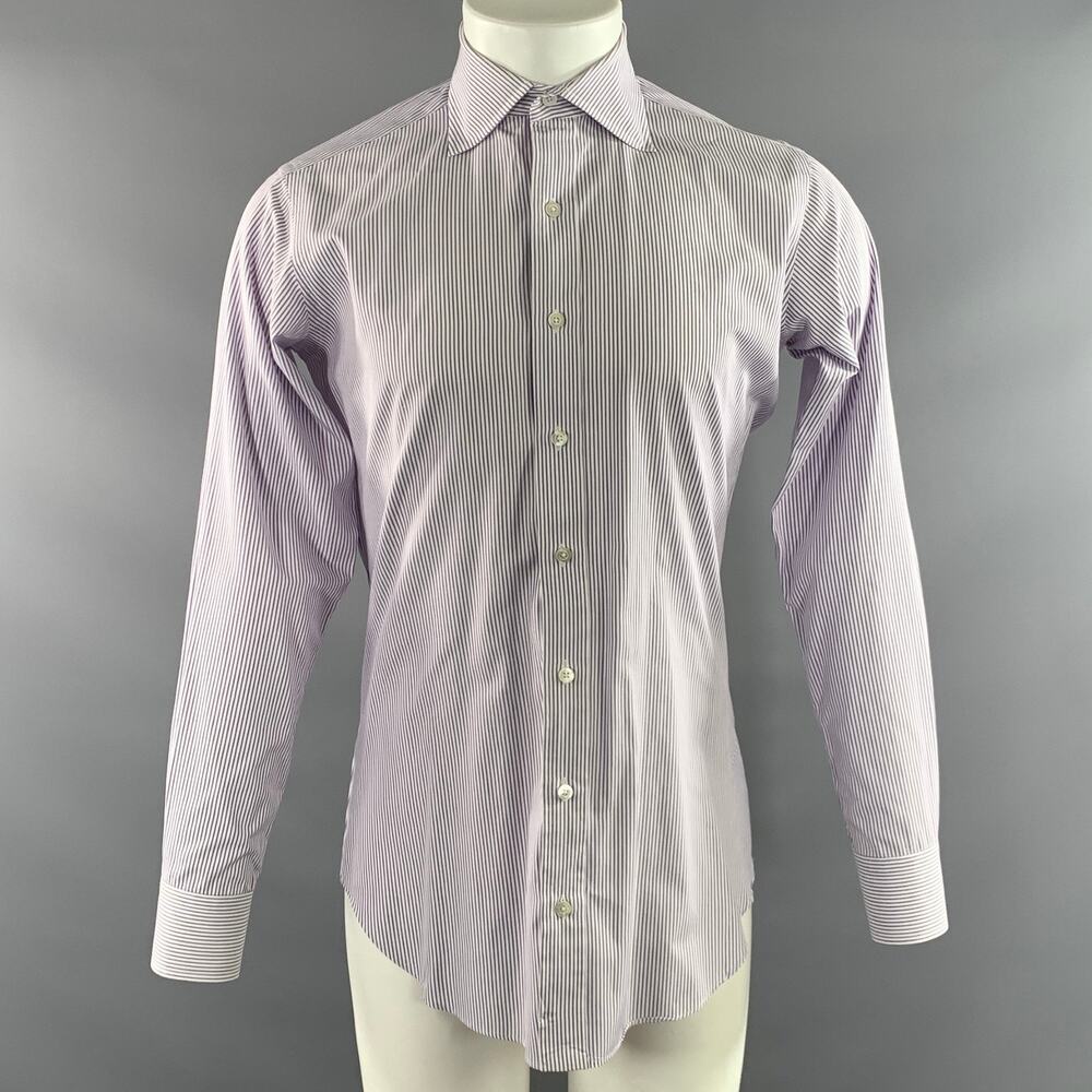 HAMILTON Size S Purple White & Blue Stripe Spread Collar Long Sleeve Shirt